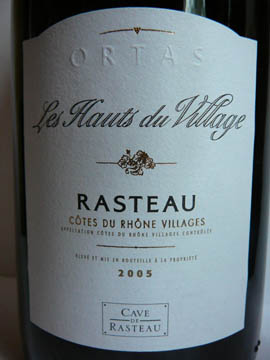 Les Hauts du Village, Rasteau, Côtes du Rhône Villages, 2005