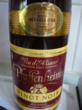 Pinot noir médaille d'or, Cave de Pfaffenheim, 2009