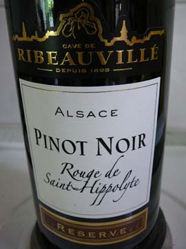 Pinot Noir, Rouge de St-Hippolyte Réserve, Cave de Ribeauvillé, 2009