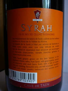 Syrah VDP Collines Rhodaniennes, Cave de Tain, 2008 Syrah VDP Collines Rhodaniennes, Cave de Tain, 2008