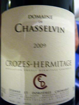 Crozes-Hermitage Domaine de Chasselvin 2009