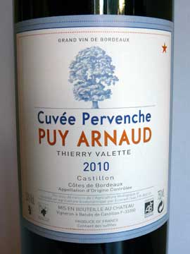 Cuvée Pervenche Puy Arnaud 2010