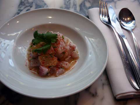 Ceviche de rascasse, gelée d'agrumes